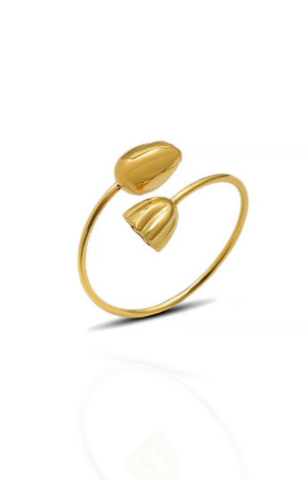 Lotus Coil Adjustable Ring in Gold