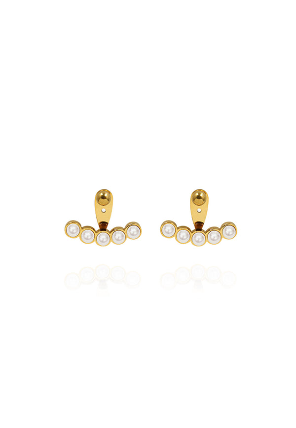 Nelia Pearl Pendant Drop Earrings in Gold