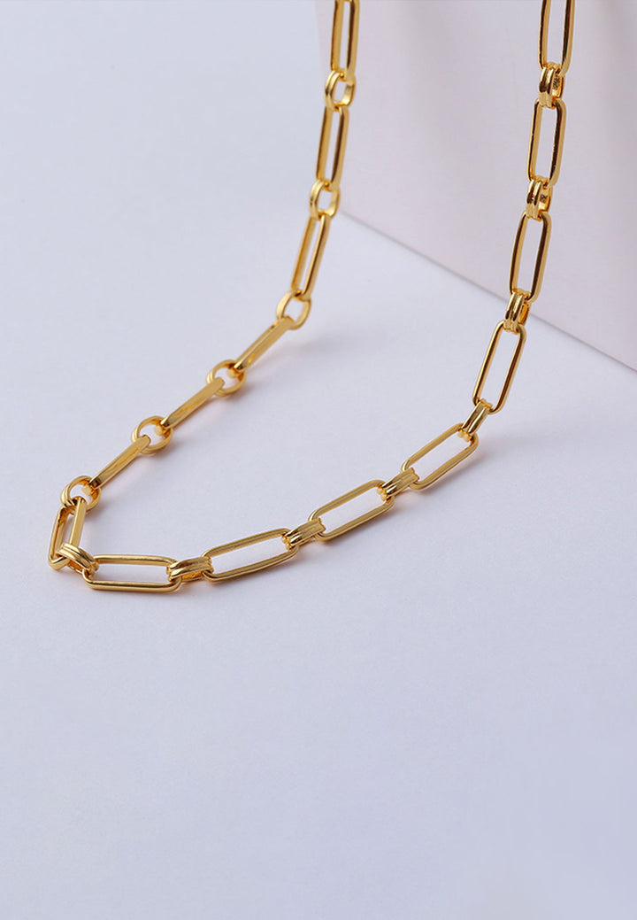 Celovis Jewellery Adaline Plain Oval Link Chain Necklace in Gold