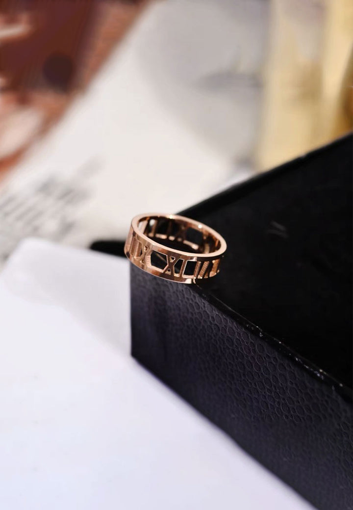 Celovis Jewellery  Trinity Roman Numeral Eternal Band Ring in Rose Gold
