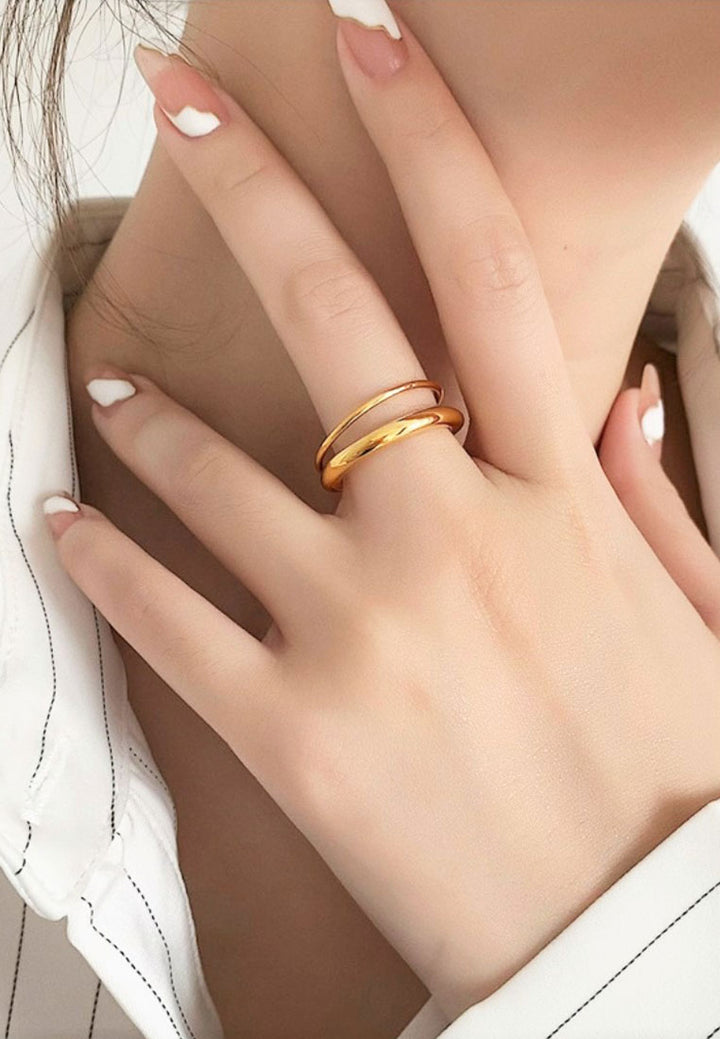 Lylou Double Loop Band Ring in Gold