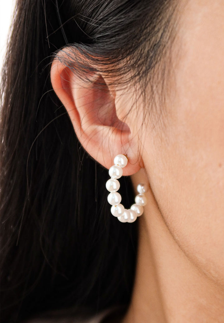 Celovis Noelle Pearl C-Hoop Earrings