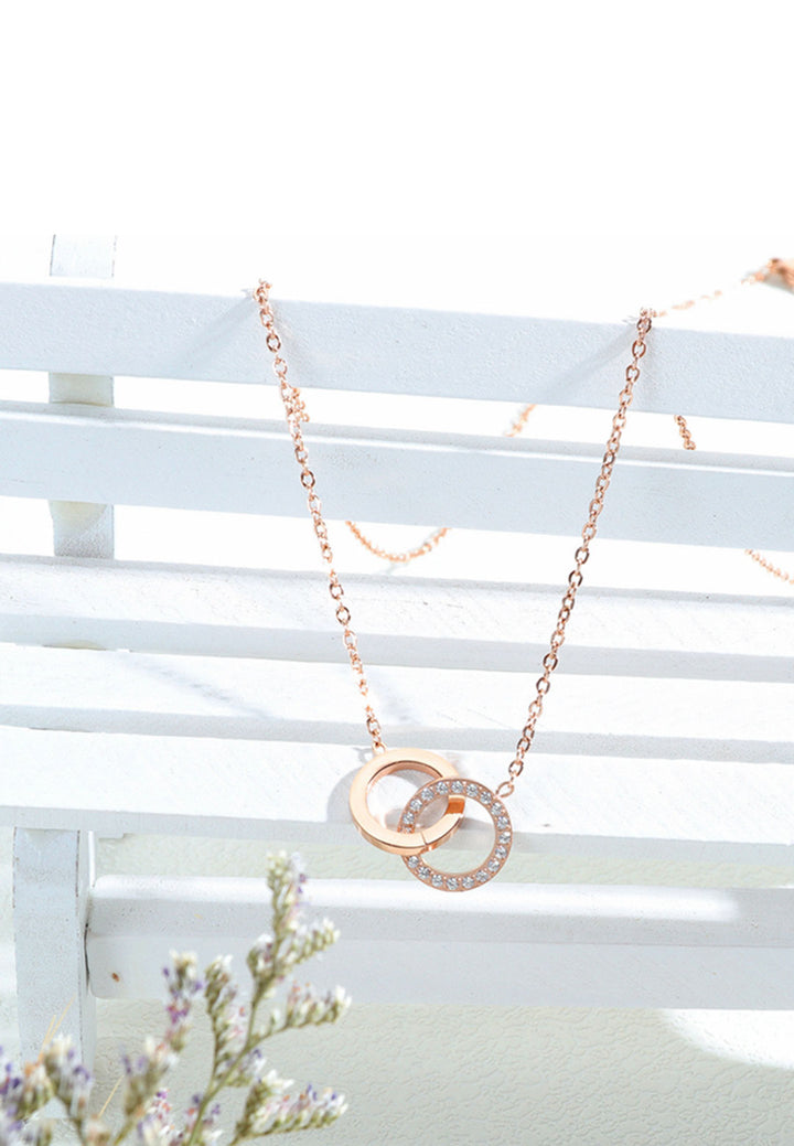Celovis Jewellery Galadriel Double Hoop Interlocking Pendant with Chain Necklace