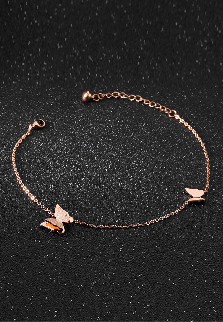 Queen Alexandra Butterfly Anklet in Rose Gold