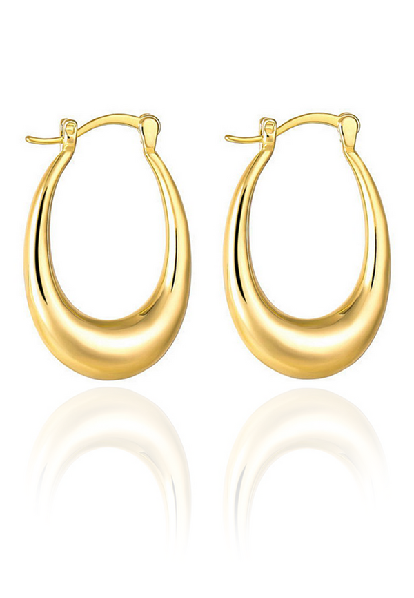 Lara Teardrop Oval with Hinged Back Hoop Earrings in Gold