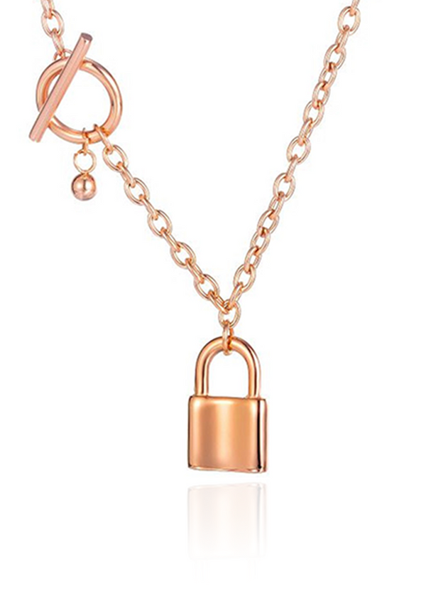 Commitment Large Love Lock Pendant Toggle Necklace