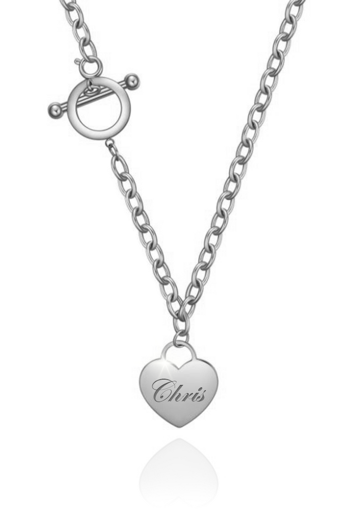 Adora Heart Pendant Toggle Clasp Necklace - Celovis Jewelry