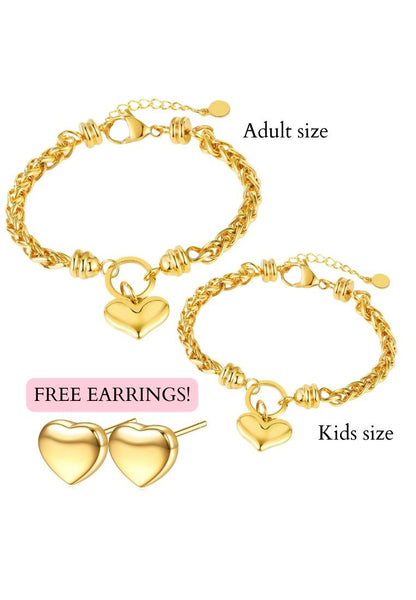 Lovene Heart Love Pendant Bracelet Bundle Set (Free Gia Earrings!)