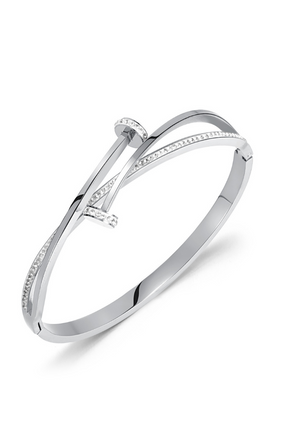 Adalyn Spiral with Cubic Zirconia Engravable Bangle