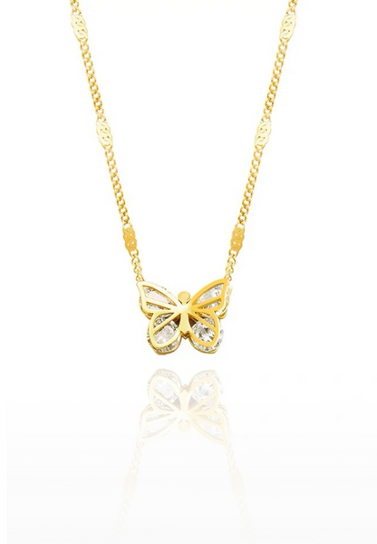 Angelette Butterfly with Zirconia Wings Pendant Chain Necklace