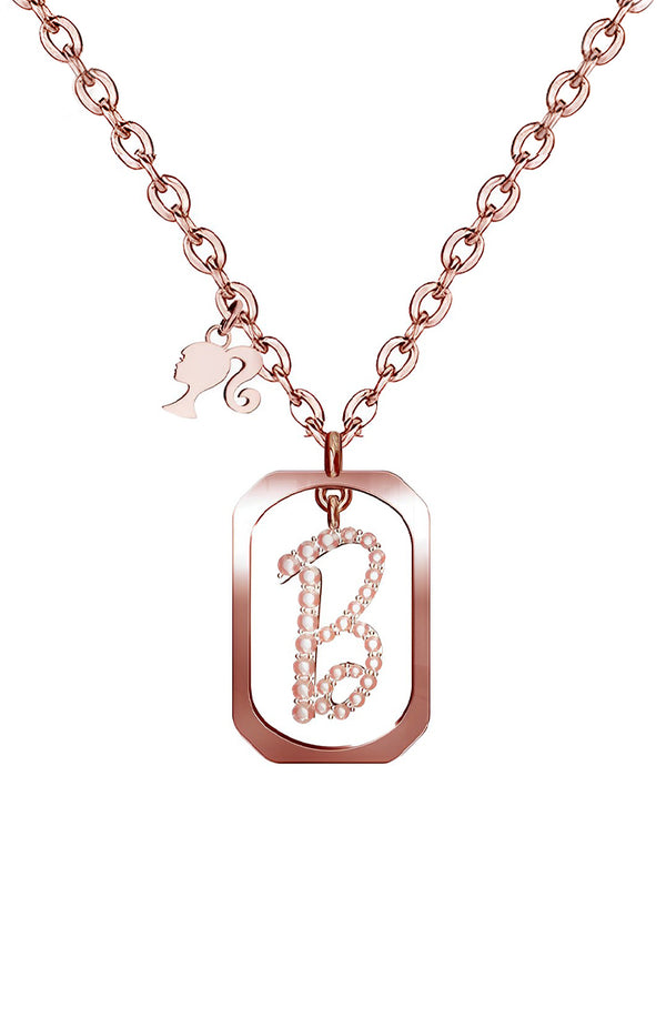 Iconic B with Dangling Silo Head Pendant Necklace