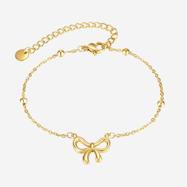 Chloe Ribbon Pendant on Beads Chain Bracelet