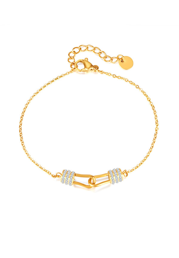 Clara Interlock Cubic Zirconia Pendant Chain Link Bracelet