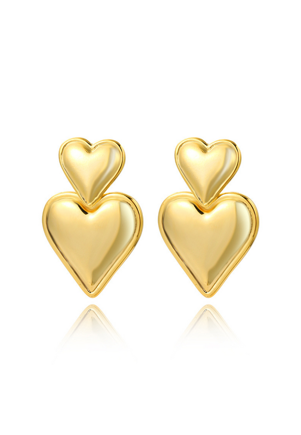 Beloved Heart Engravable Stud Drop Earrings
