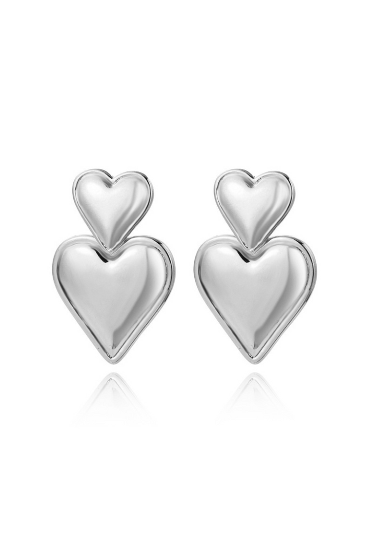 Beloved Heart Engravable Stud Drop Earrings