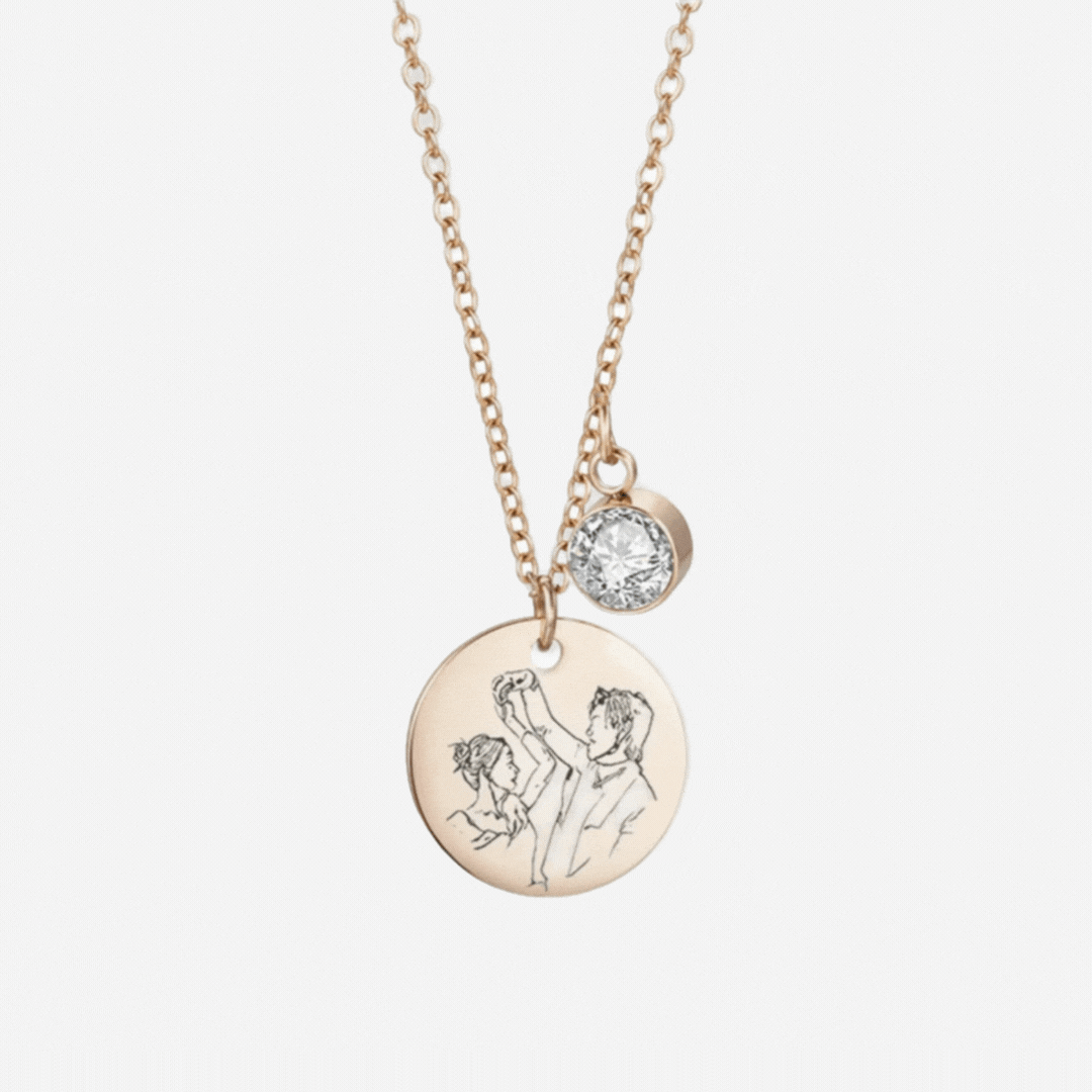 Birth Month by Flower and Color Pendant Chain Necklace in Rose Gold