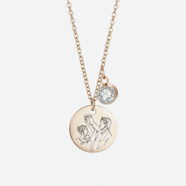Birth Month by Flower and Color Pendant Chain Necklace in Rose Gold