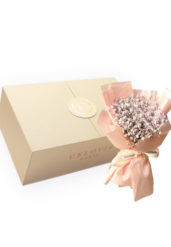 กล่องของขวัญพรีเมี่ยม Celovis พร้อมช่อดอกไม้ Mini Baby Breath