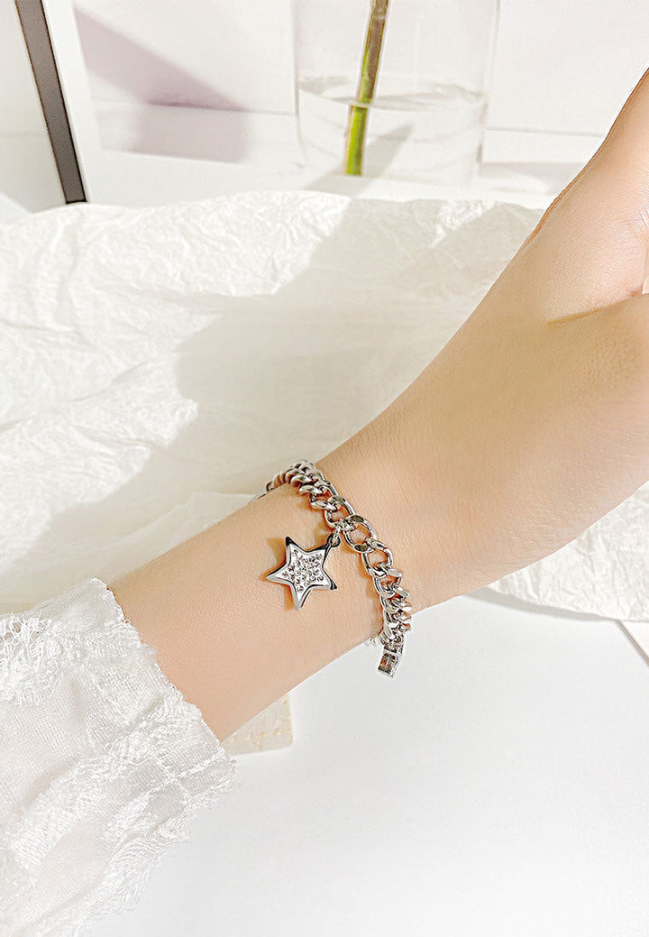 Celovis Estelle Lucky Star with Cubic Zirconia Pendant Chain Link Bracelet