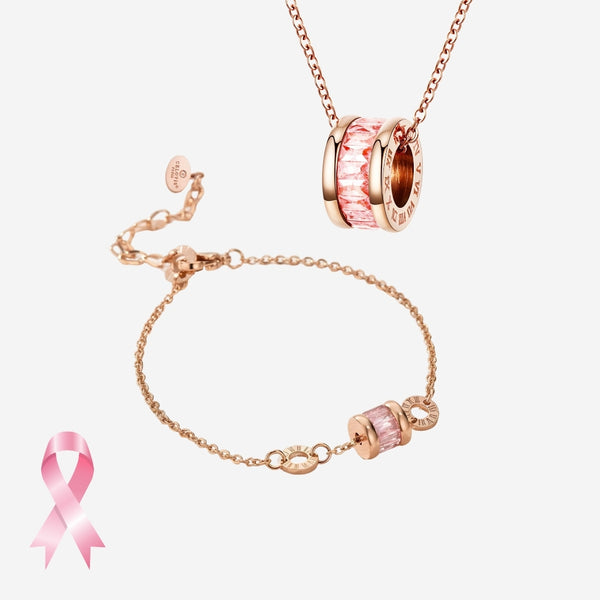 Oceane Cryolite Roman Numeric Necklace with Bracelet Gift Bundle