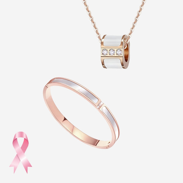 Colette with White Mother Pearl Necklace with Bangle Set