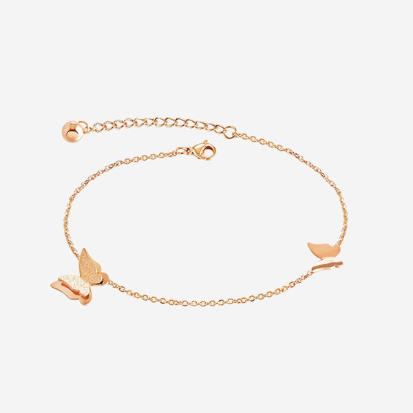 Queen Alexandra Butterfly Anklet in Rose Gold