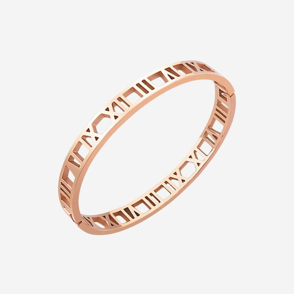 Trinity Roman Numeral Motifs on Eternity Oval Clasped Bangle
