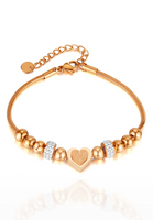 Amarine Love Heart with Cubic Zirconia Pendant Snake Chain Link Bracelet