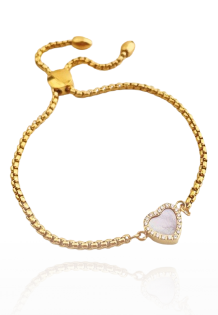 Gilded Love Pendant Adjustable Bracelet in Gold