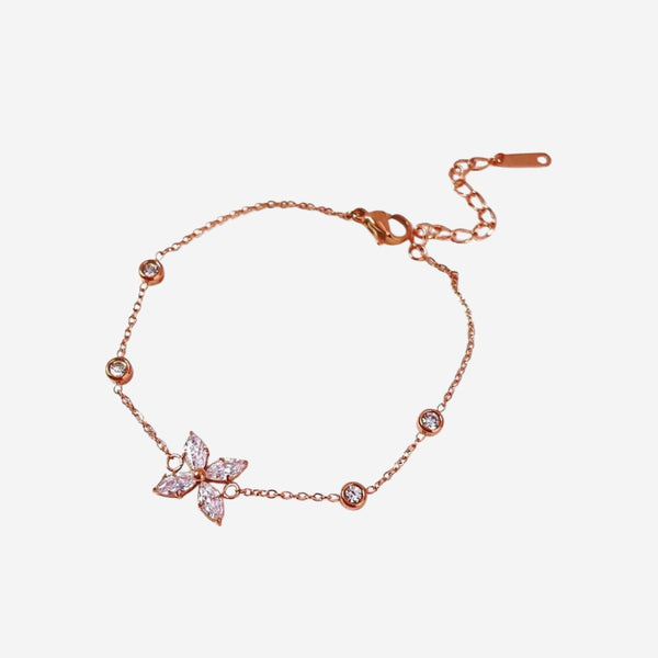 Ixora Flower Zirconia Chain Bracelet