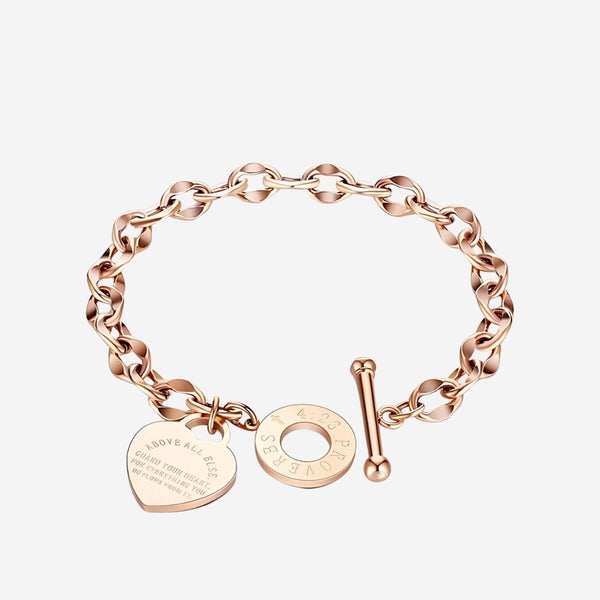 Kelby Proverbs 4:23 Heart Tag Pendant Toggle Clasp Bracelet