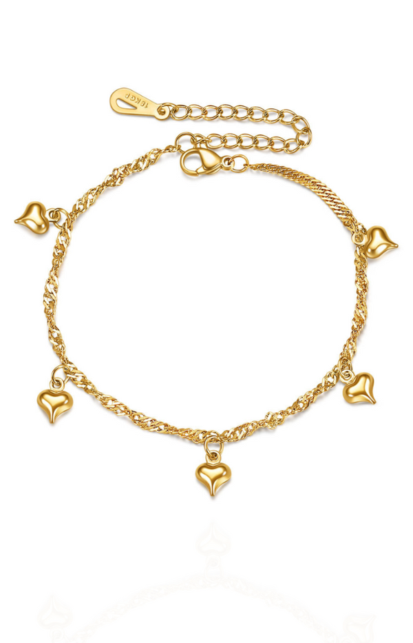 Lova Multi-heart Pendant Chain Bracelet in Gold