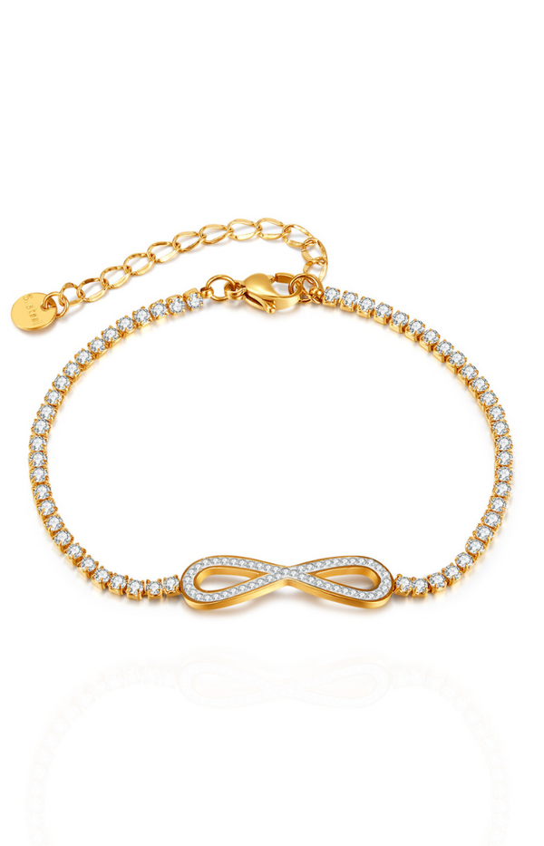 Madison Infinity Cubic Zirconia Pendant Chain Tennis Bracelet in Gold