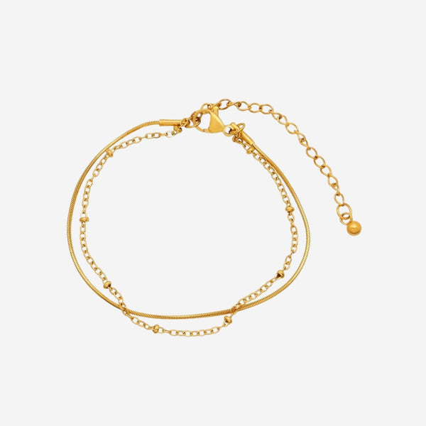Nia Minimalist Layered Bracelet in Gold