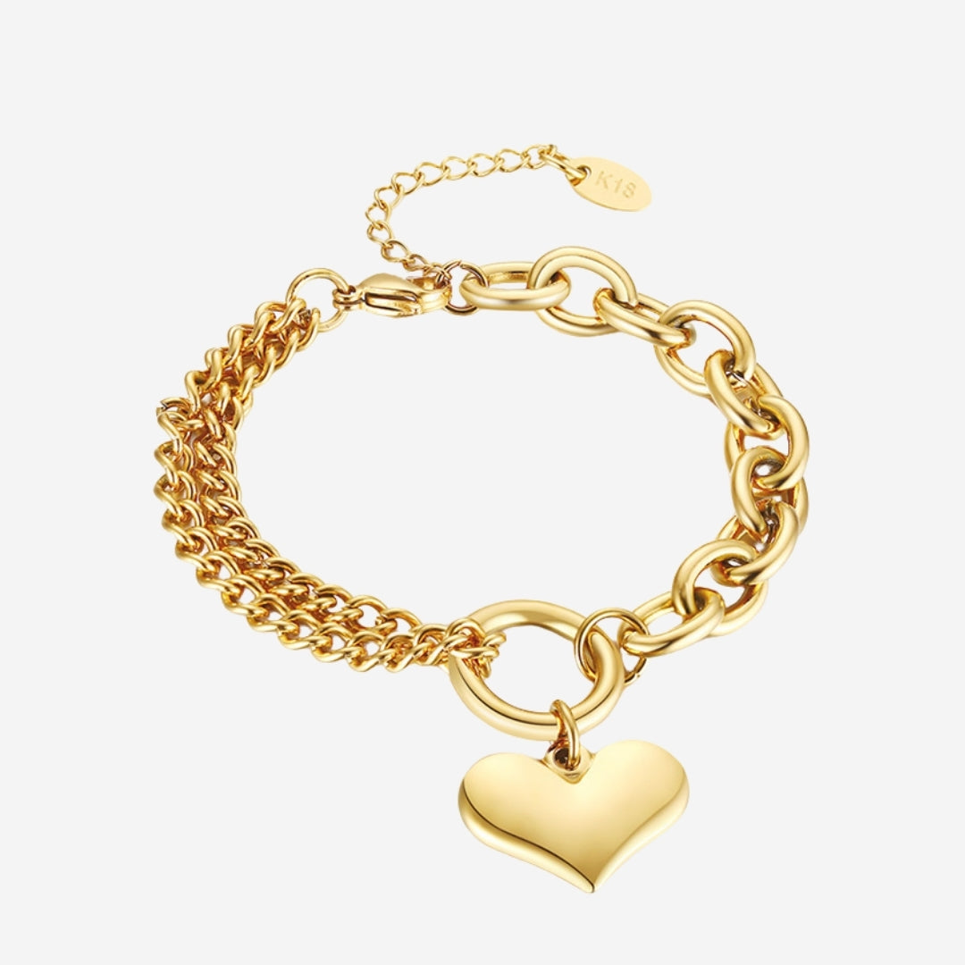 Saint Heart Engravable Pendant on Multi Chain Link Bracelet