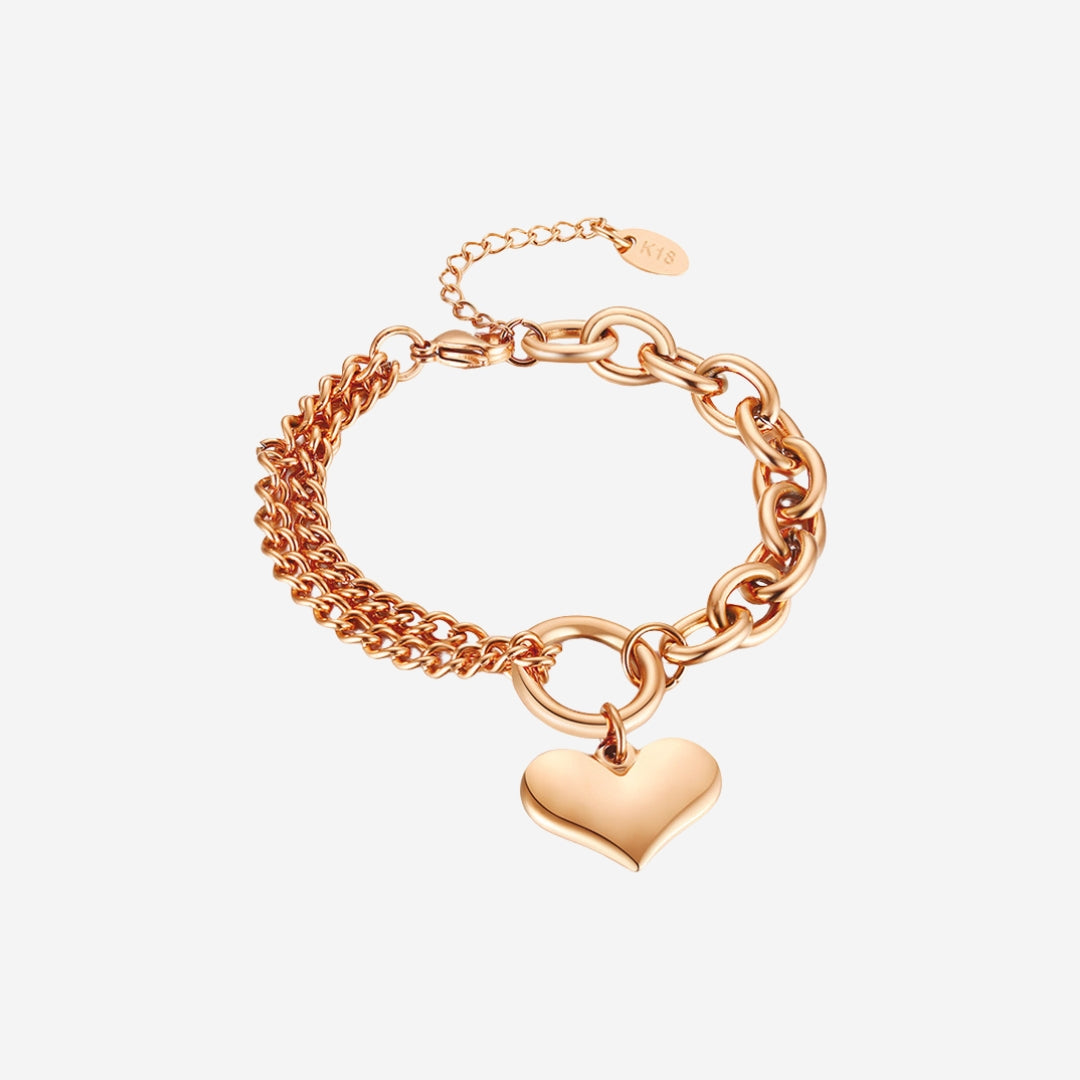 Saint Heart Engravable Pendant on Multi Chain Link Bracelet
