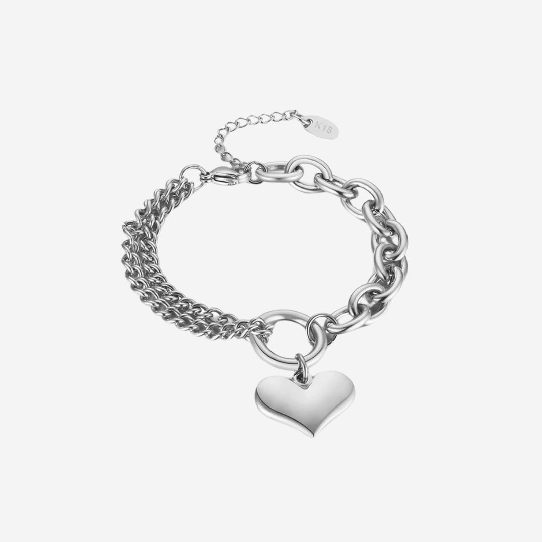 Saint Heart Engravable Pendant on Multi Chain Link Bracelet