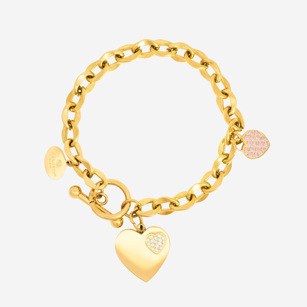 True Devotion Heart Pendant with Cubic Zirconia Charm Bracelet