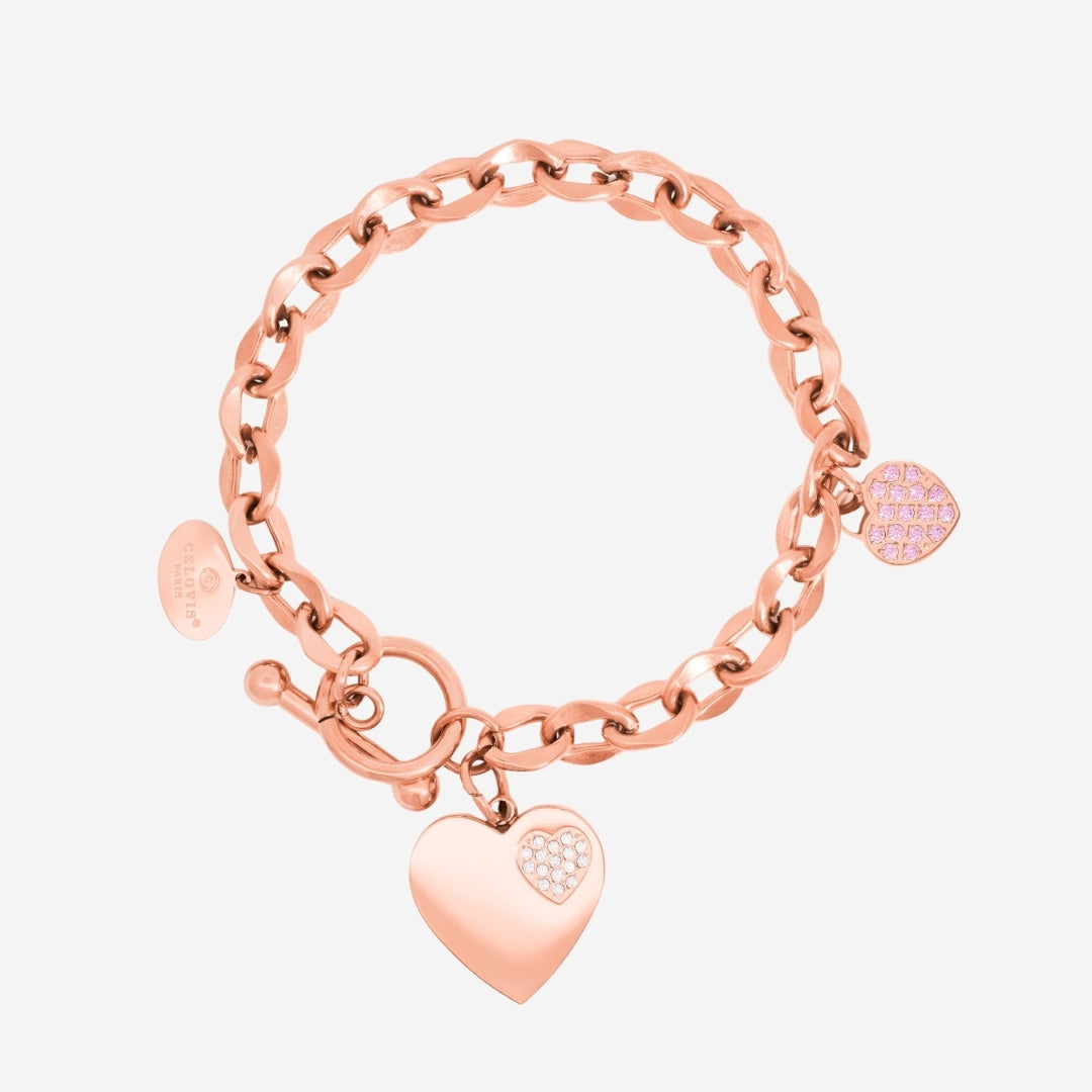 True Devotion Heart Pendant with Cubic Zirconia Charm Bracelet