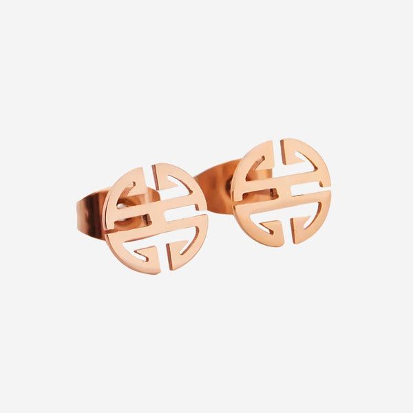 Miracle Blessings Symbolic Amulet in Rose Gold Stud Earrings