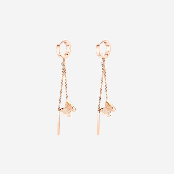 Queen Alexandra with Long Double Tassel Chain Butterfly Dangle Earrings