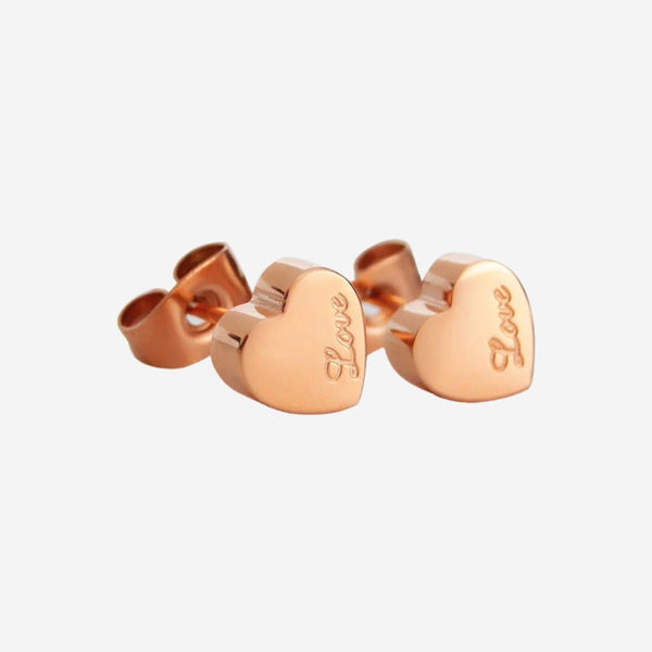 Valentina Love Stud Earrings in Rose Gold
