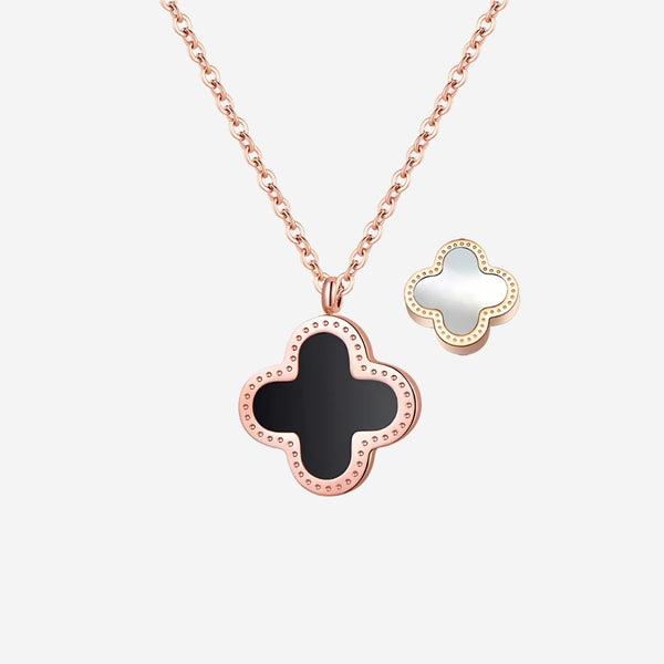 Adele Reversible Two Side Four Leaf Clover Pendant Necklace