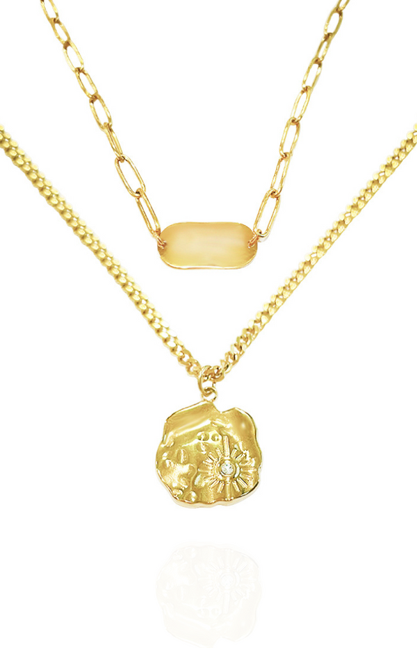 Daystar Sunflower Pendant with Separable Link Chain Necklace in Gold