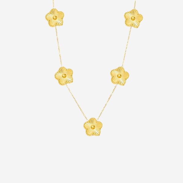 Emma 5 Flower Pendant Chain Necklace in Gold