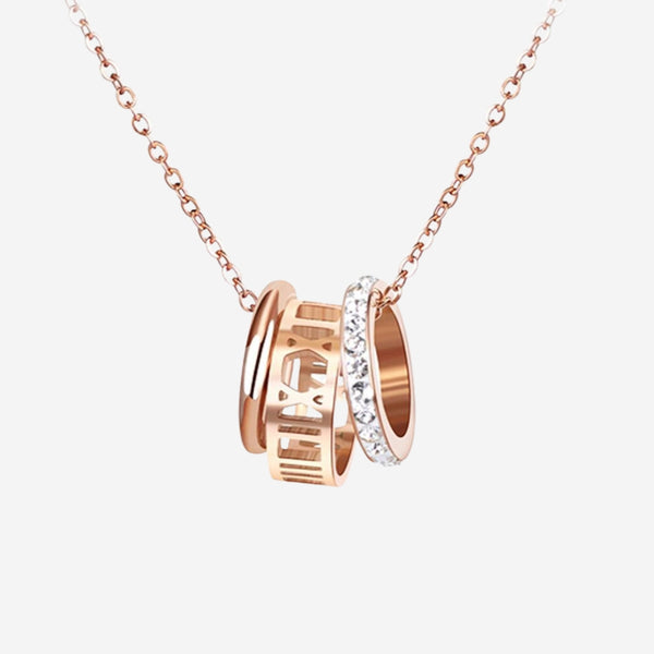 Faith Tri-Rings Roman Numeral Classic Necklace