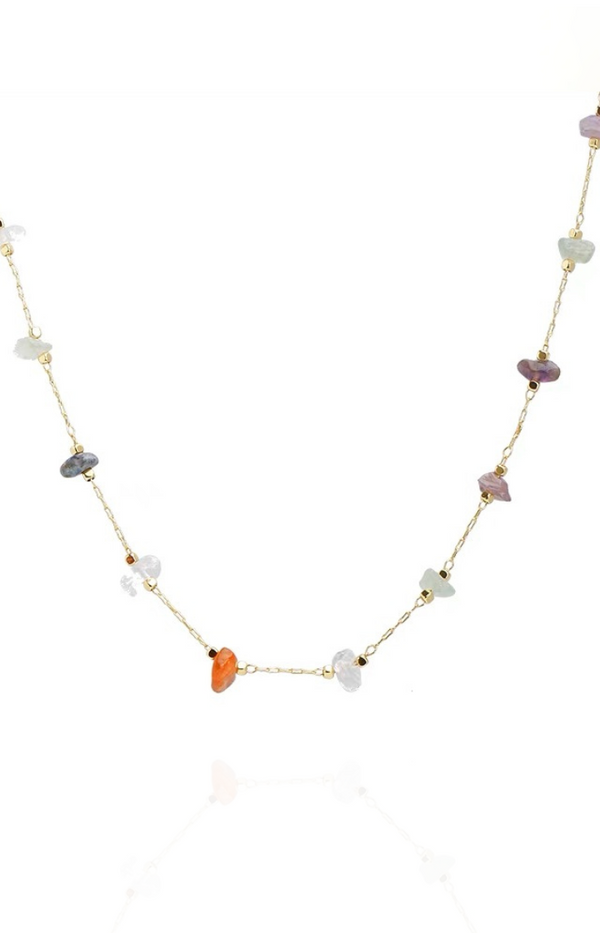 Kaleido Multi-Stone Chain Necklace in Gold