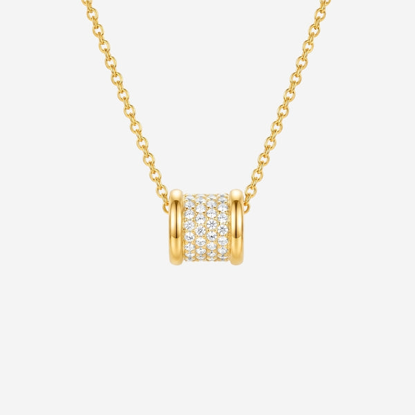 Lumina Zirconia White Barrel Pendant in Rose Gold Chain Necklace