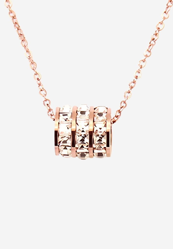 Orabelle Barrel Roll Ring Zirconia Rose Gold Necklace – Celovis