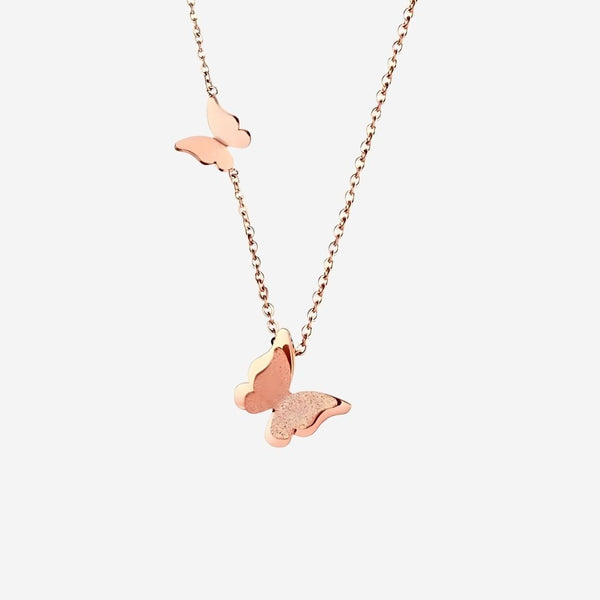 Queen Alexandra Butterfly Rose Gold Necklace